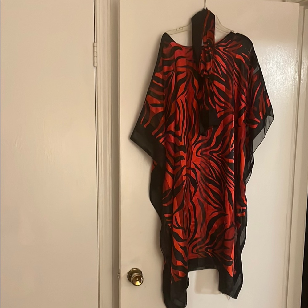 Red and Black Zebra Print Kaftan